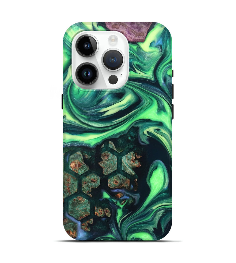 iPhone 15 Pro Wood Live Edge Phone Case - Judge (Neon, 820712)