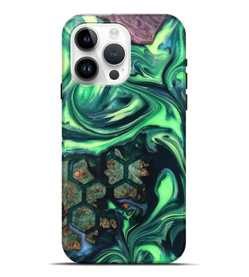 iPhone 15 Pro Max Wood Live Edge Phone Case - Judge (Neon, 820712)