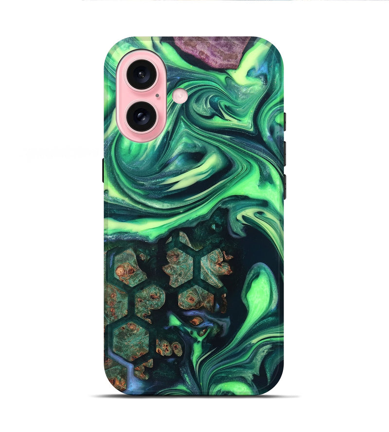 iPhone 16 Wood Live Edge Phone Case - Judge (Neon, 820712)