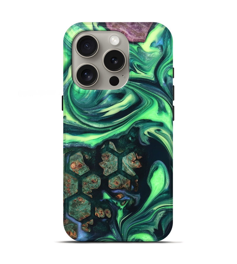 iPhone 16 Pro Wood Live Edge Phone Case - Judge (Neon, 820712)