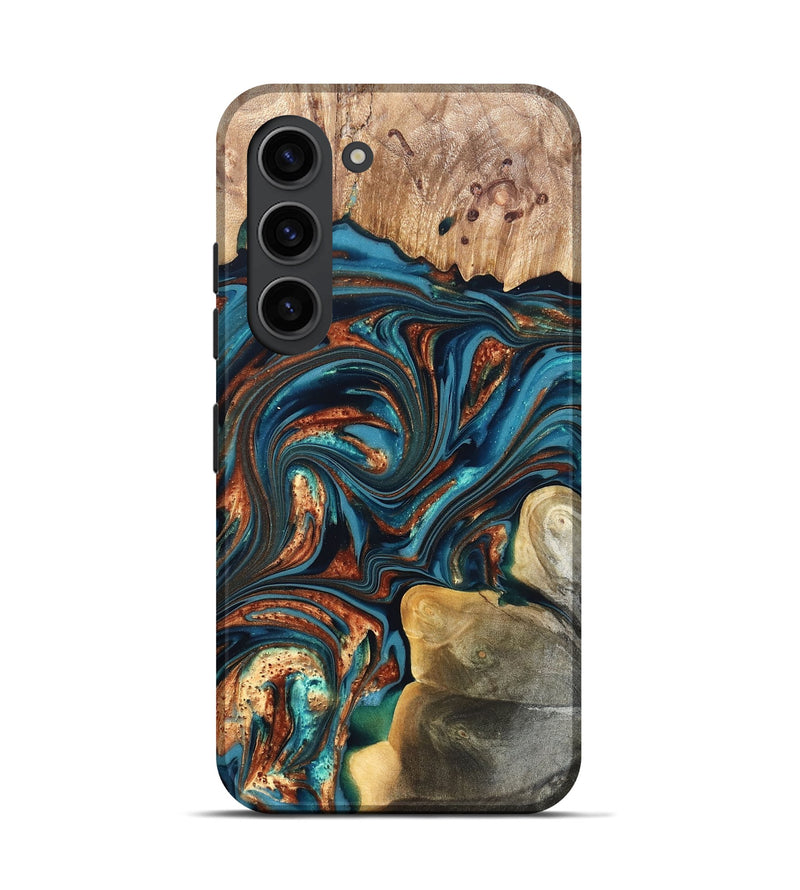 Galaxy S23 Wood Live Edge Phone Case - Stefani (Teal & Gold, 820713)