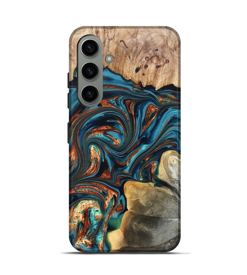 Galaxy S24 Wood Live Edge Phone Case - Stefani (Teal & Gold, 820713)