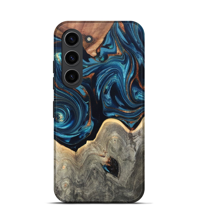 Galaxy S23 Wood Live Edge Phone Case - Glen (Teal & Gold, 820714)