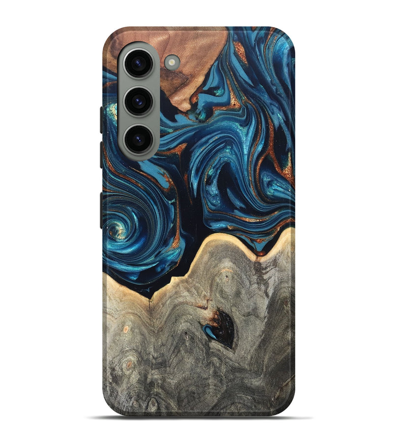 Galaxy S23 Plus Wood Live Edge Phone Case - Glen (Teal & Gold, 820714)