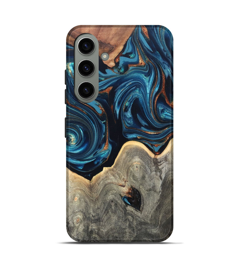 Galaxy S24 Wood Live Edge Phone Case - Glen (Teal & Gold, 820714)