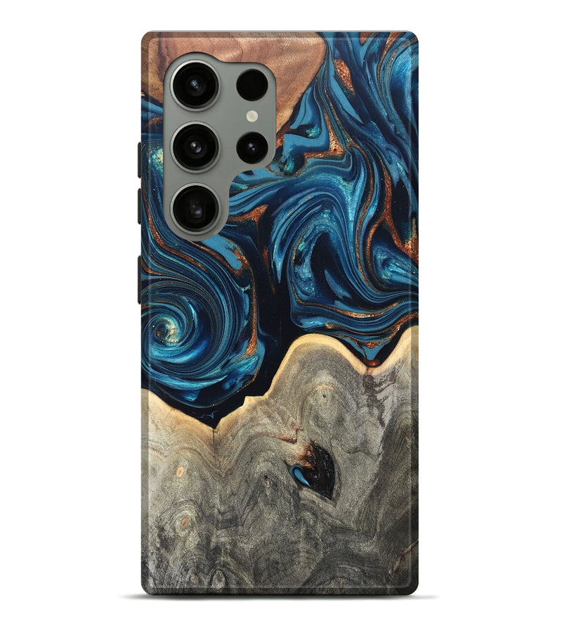 Galaxy S24 Ultra Wood Live Edge Phone Case - Glen (Teal & Gold, 820714)
