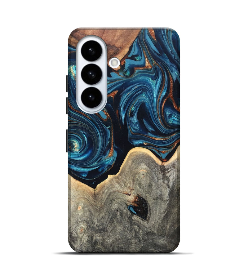 Galaxy S26 Wood Live Edge Phone Case - Glen (Teal & Gold, 820714)