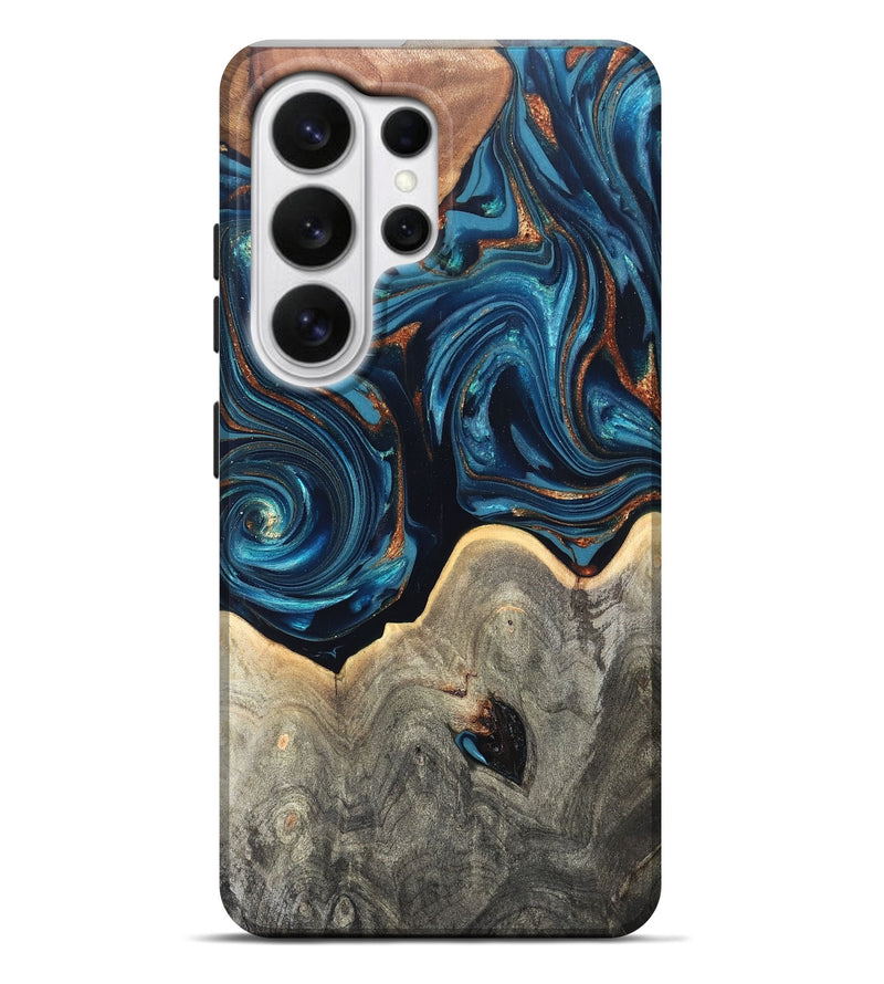 Galaxy S26 Ultra Wood Live Edge Phone Case - Glen (Teal & Gold, 820714)
