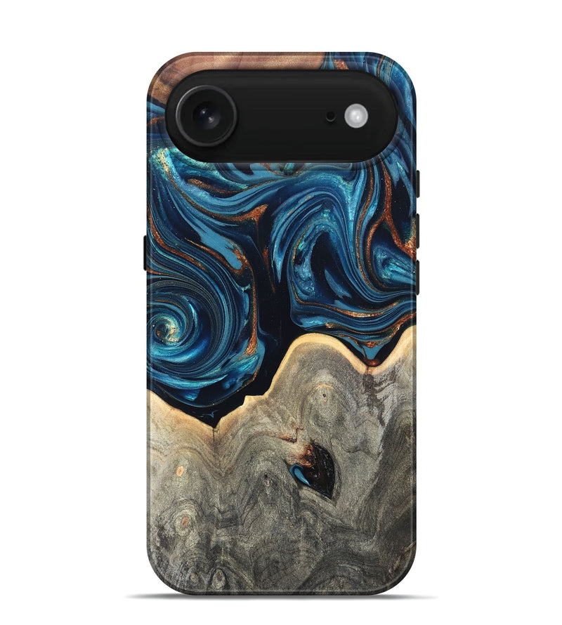 iPhone 17 Air Wood Live Edge Phone Case - Glen (Teal & Gold, 820714)