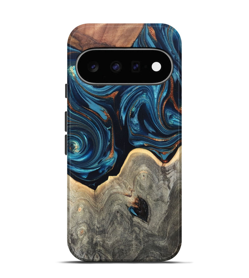 Pixel 11 Wood Live Edge Phone Case - Glen (Teal & Gold, 820714)