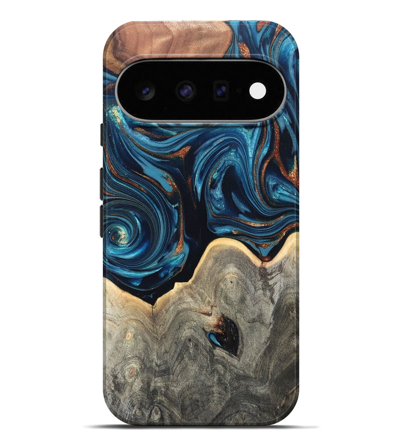 Pixel 11 Pro XL Wood Live Edge Phone Case - Glen (Teal & Gold, 820714)