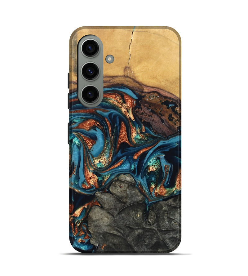 Galaxy S24 Wood Live Edge Phone Case - Roy (Teal & Gold, 820715)