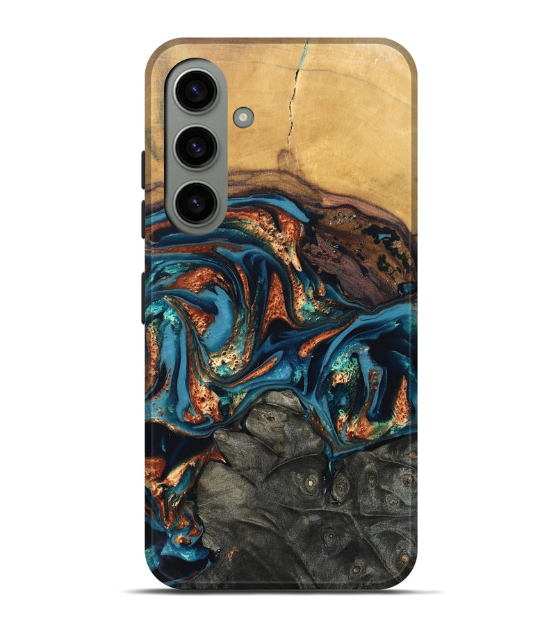 Galaxy S24 Plus Wood Live Edge Phone Case - Roy (Teal & Gold, 820715)