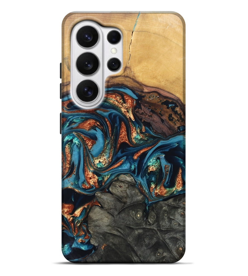 Galaxy S26 Ultra Wood Live Edge Phone Case - Roy (Teal & Gold, 820715)