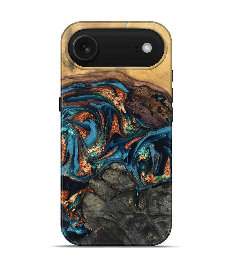iPhone 17 Air Wood Live Edge Phone Case - Roy (Teal & Gold, 820715)