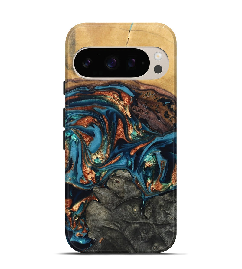 Pixel 10 Wood Live Edge Phone Case - Roy (Teal & Gold, 820715)