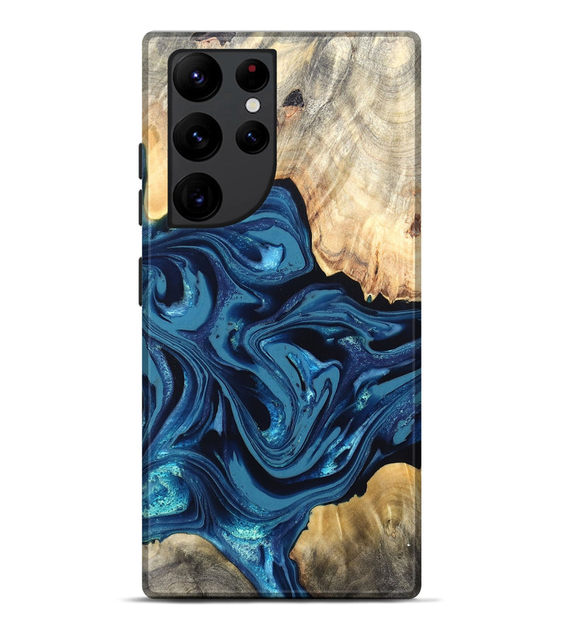 Galaxy S22 Ultra Wood Live Edge Phone Case - Brandyn (Blue, 820718)