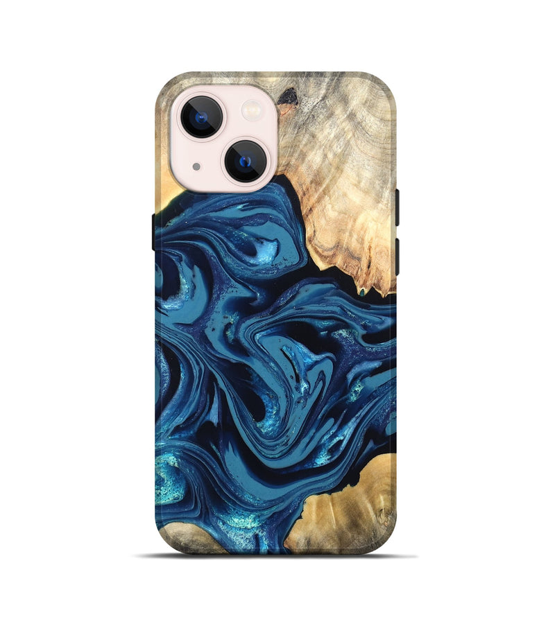 iPhone 13 mini Wood Live Edge Phone Case - Brandyn (Blue, 820718)