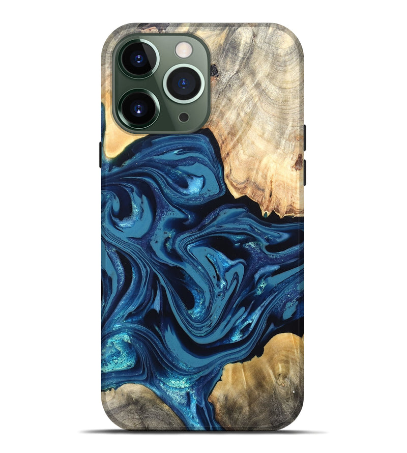 iPhone 13 Pro Max Wood Live Edge Phone Case - Brandyn (Blue, 820718)