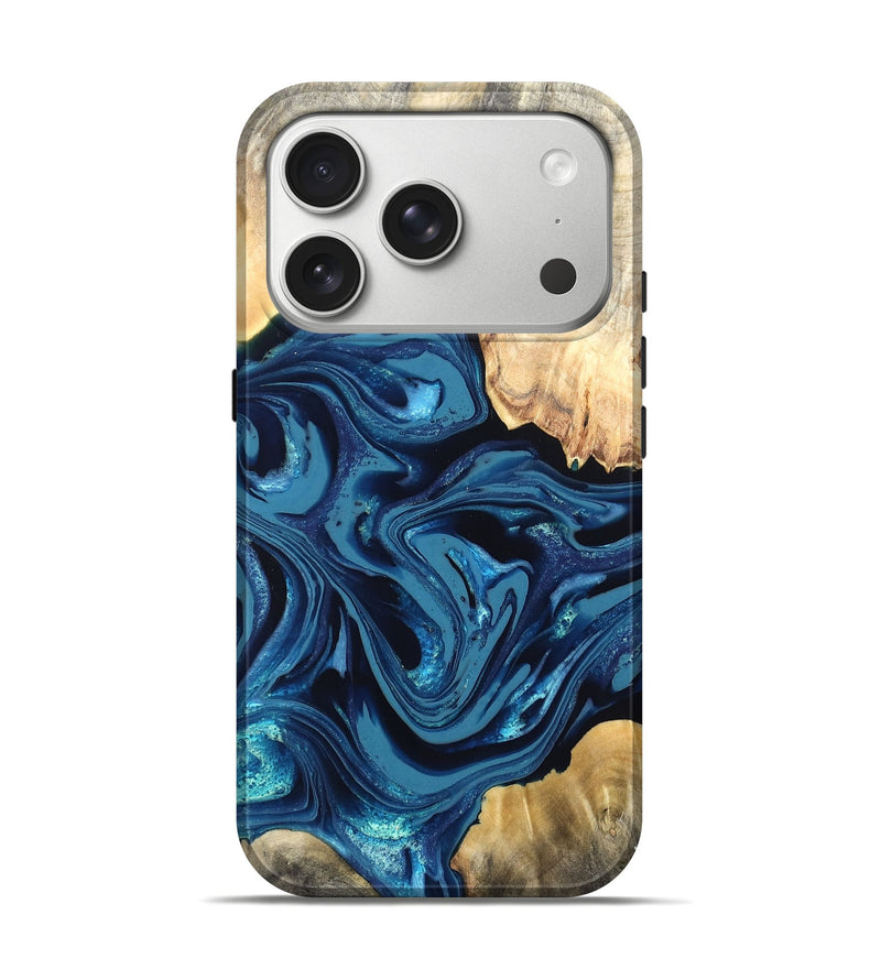 iPhone 17 Pro Wood Live Edge Phone Case - Brandyn (Blue, 820718)