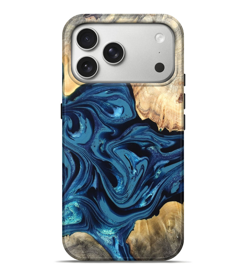 iPhone 17 Pro Max Wood Live Edge Phone Case - Brandyn (Blue, 820718)