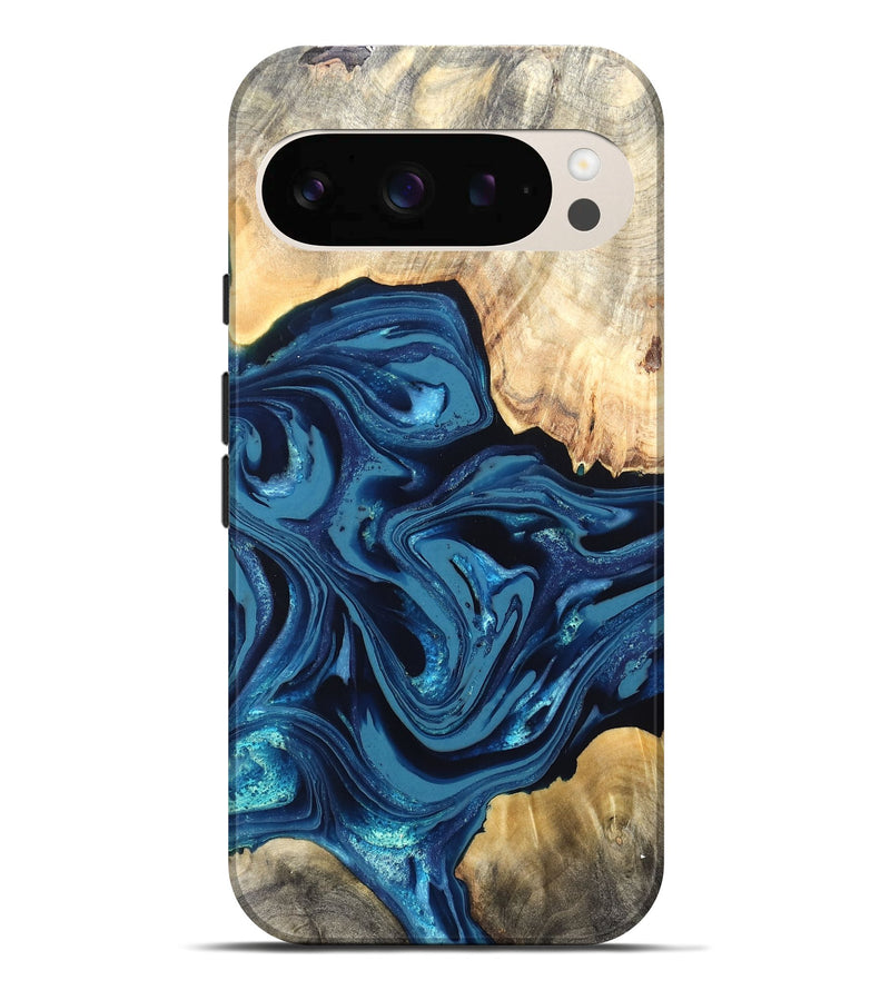 Pixel 10 Pro XL Wood Live Edge Phone Case - Brandyn (Blue, 820718)