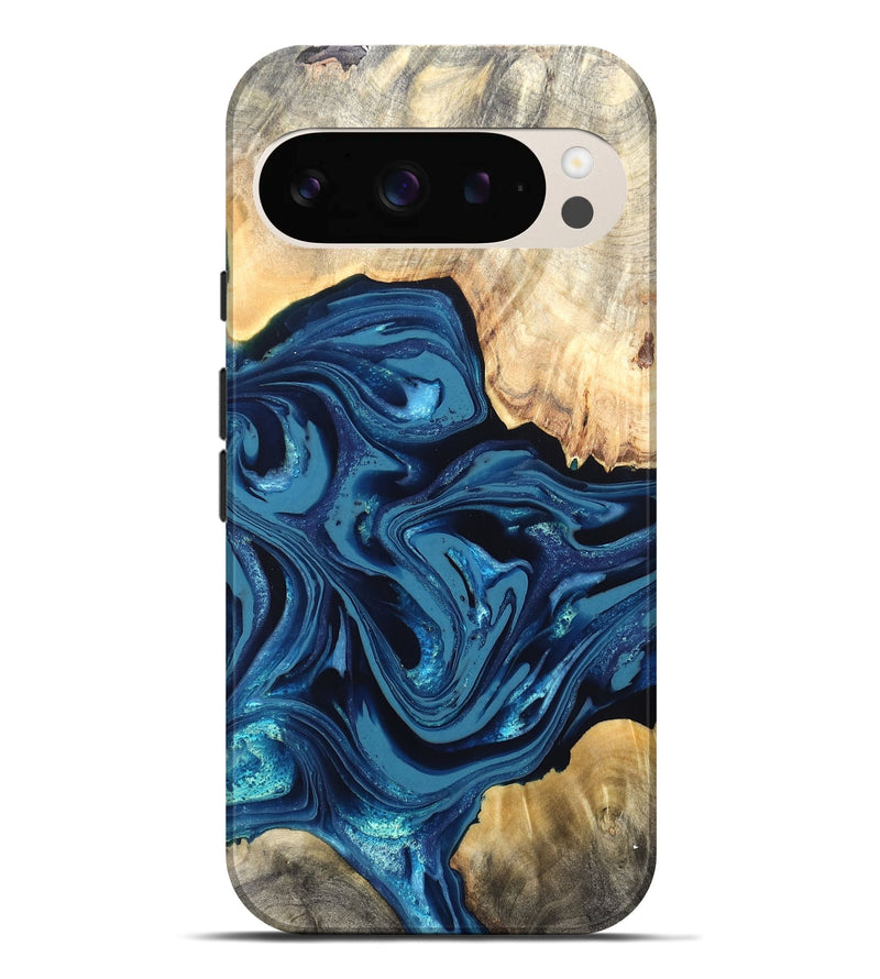 Pixel 9 Pro XL Wood Live Edge Phone Case - Brandyn (Blue, 820718)