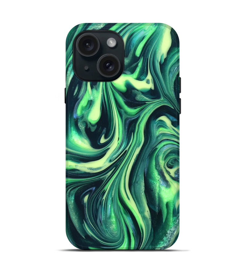 iPhone 15 ResinArt Live Edge Phone Case - Cori (Neon, 820719)