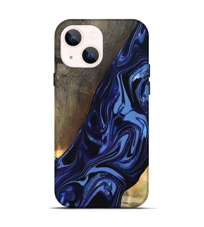 iPhone 13 Wood Live Edge Phone Case - Russel (Blue, 820721)