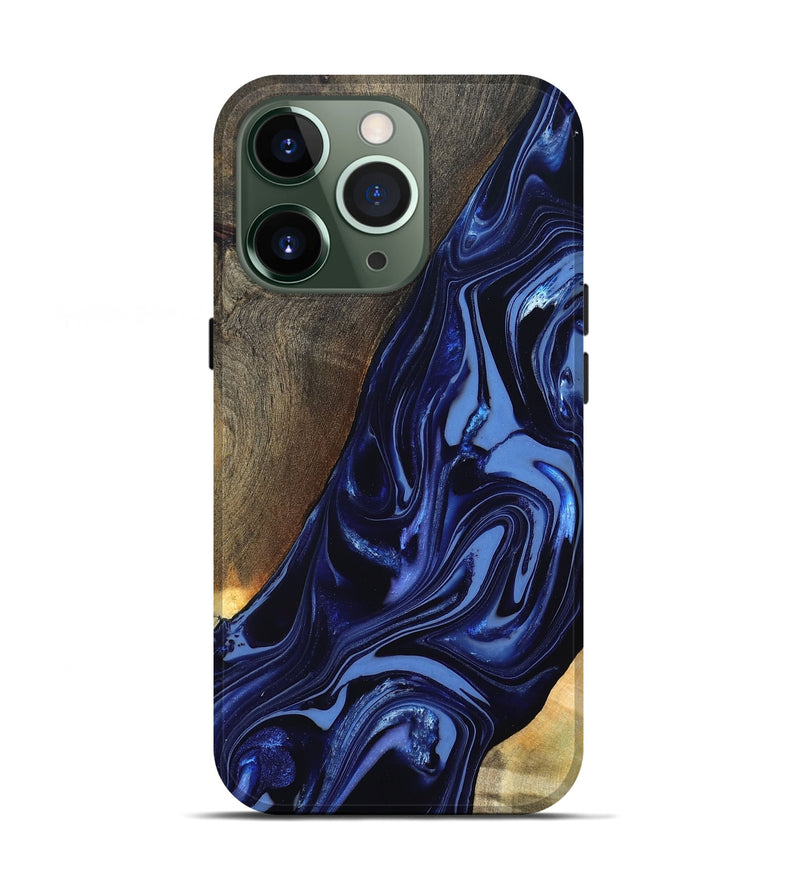 iPhone 13 Pro Wood Live Edge Phone Case - Russel (Blue, 820721)