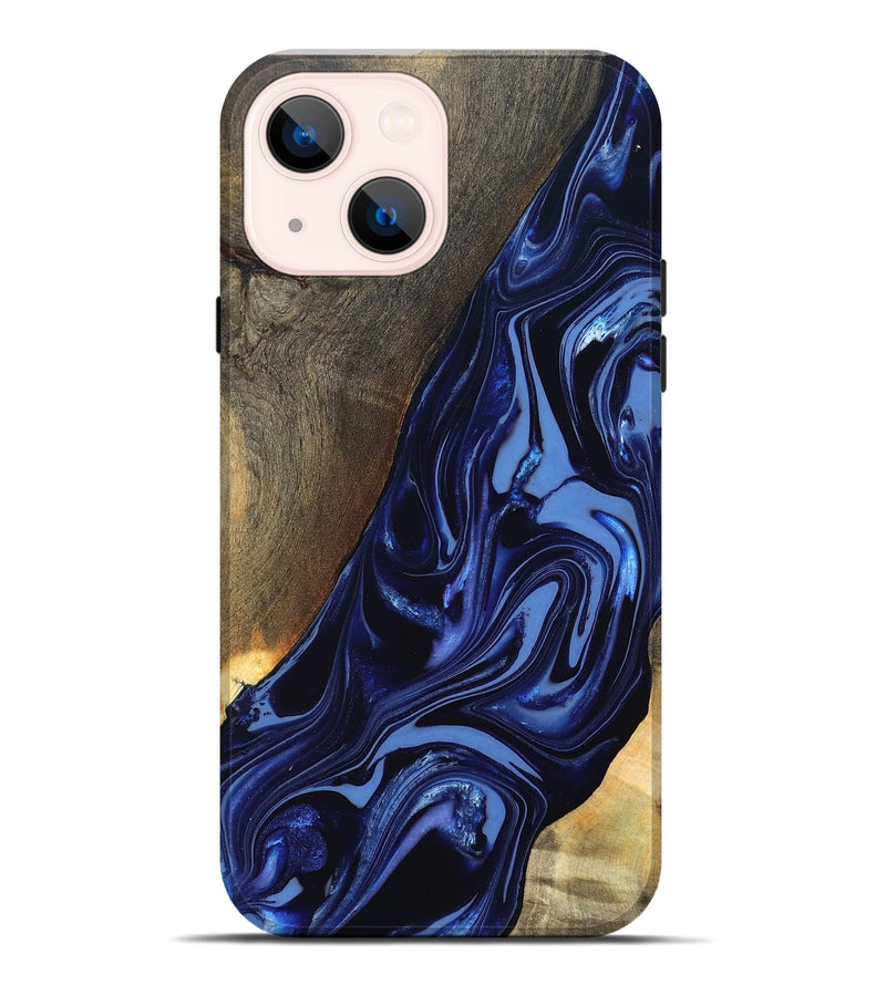 iPhone 14 Plus Wood Live Edge Phone Case - Russel (Blue, 820721)