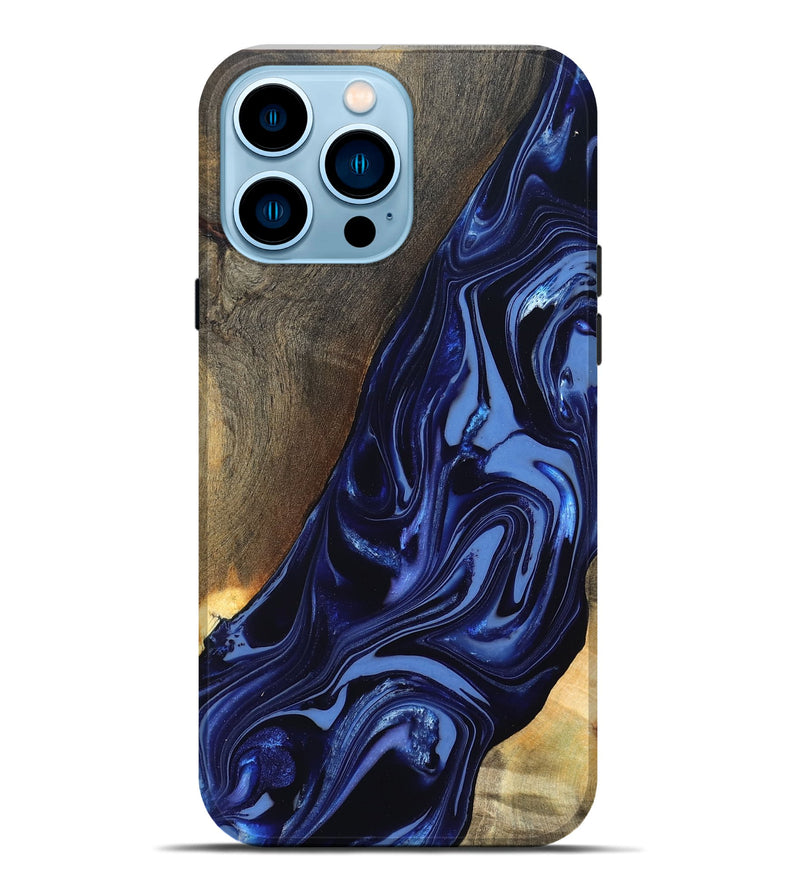 iPhone 14 Pro Max Wood Live Edge Phone Case - Russel (Blue, 820721)