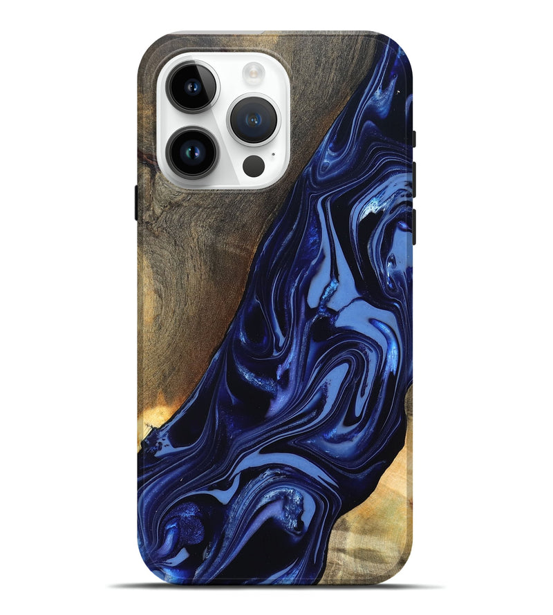 iPhone 15 Pro Max Wood Live Edge Phone Case - Russel (Blue, 820721)