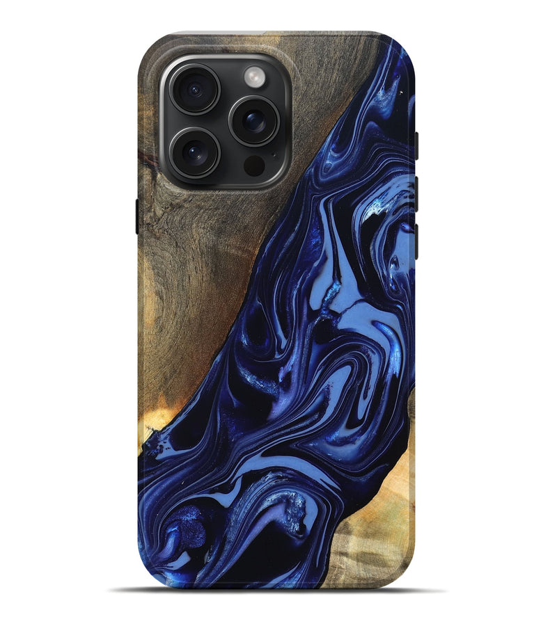 iPhone 16 Pro Max Wood Live Edge Phone Case - Russel (Blue, 820721)