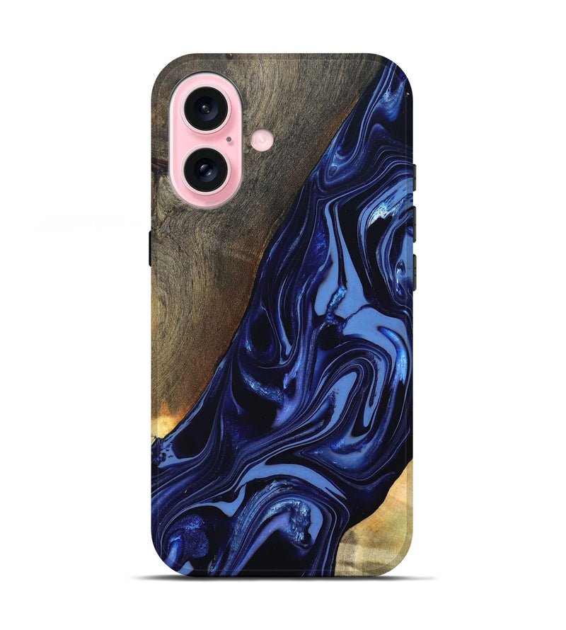 iPhone 17 Wood Live Edge Phone Case - Russel (Blue, 820721)