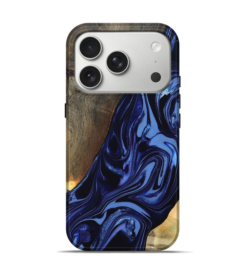 iPhone 17 Pro Wood Live Edge Phone Case - Russel (Blue, 820721)