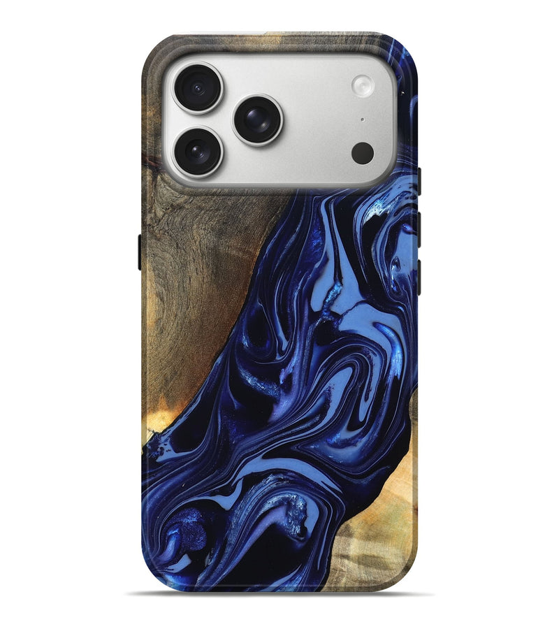 iPhone 17 Pro Max Wood Live Edge Phone Case - Russel (Blue, 820721)