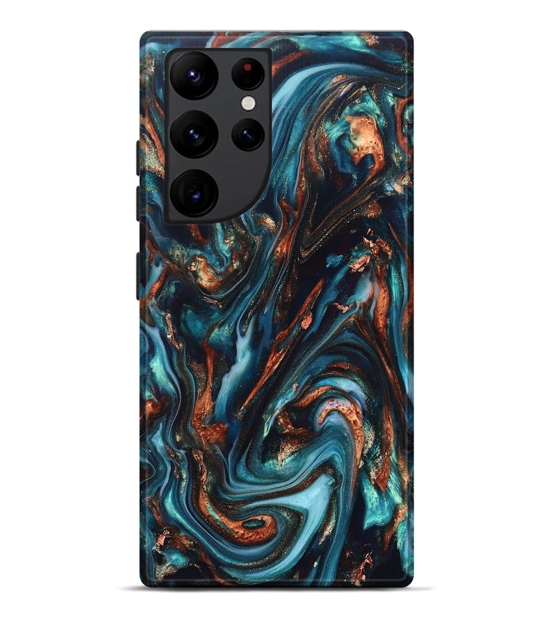 Galaxy S22 Ultra ResinArt Live Edge Phone Case - Chaz (Teal & Gold, 820722)