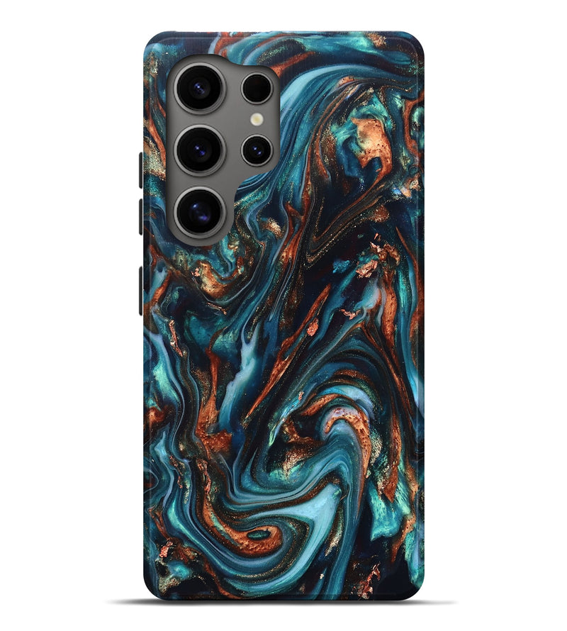 Galaxy S25 Ultra ResinArt Live Edge Phone Case - Chaz (Teal & Gold, 820722)