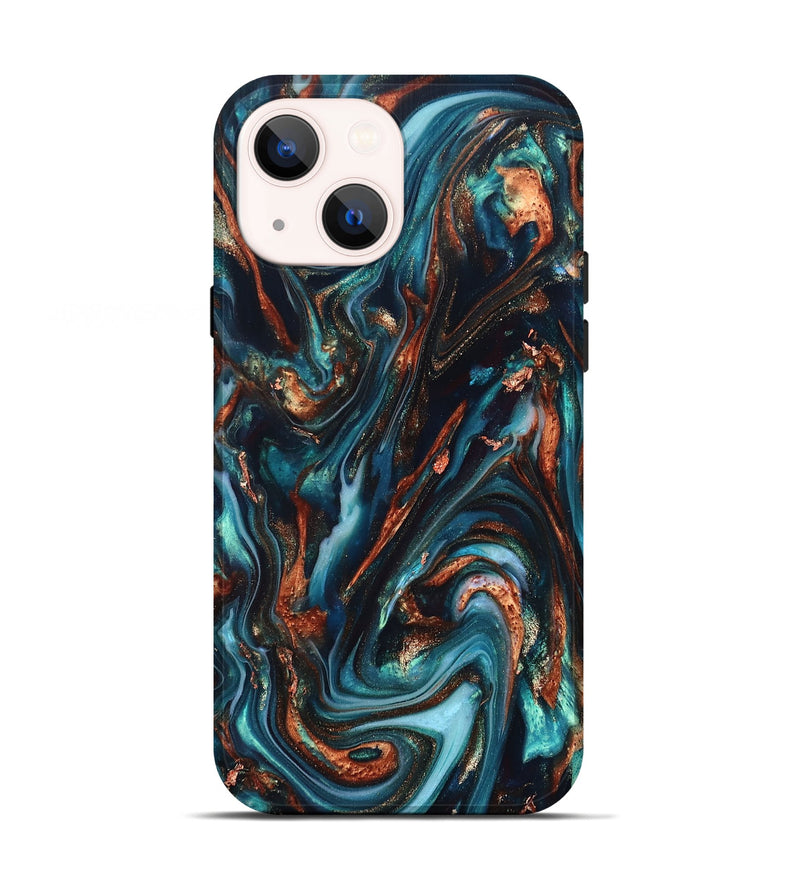 iPhone 13 ResinArt Live Edge Phone Case - Chaz (Teal & Gold, 820722)