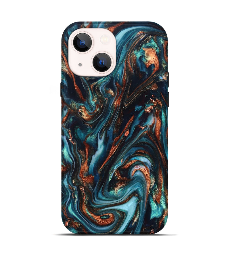 iPhone 14 ResinArt Live Edge Phone Case - Chaz (Teal & Gold, 820722)
