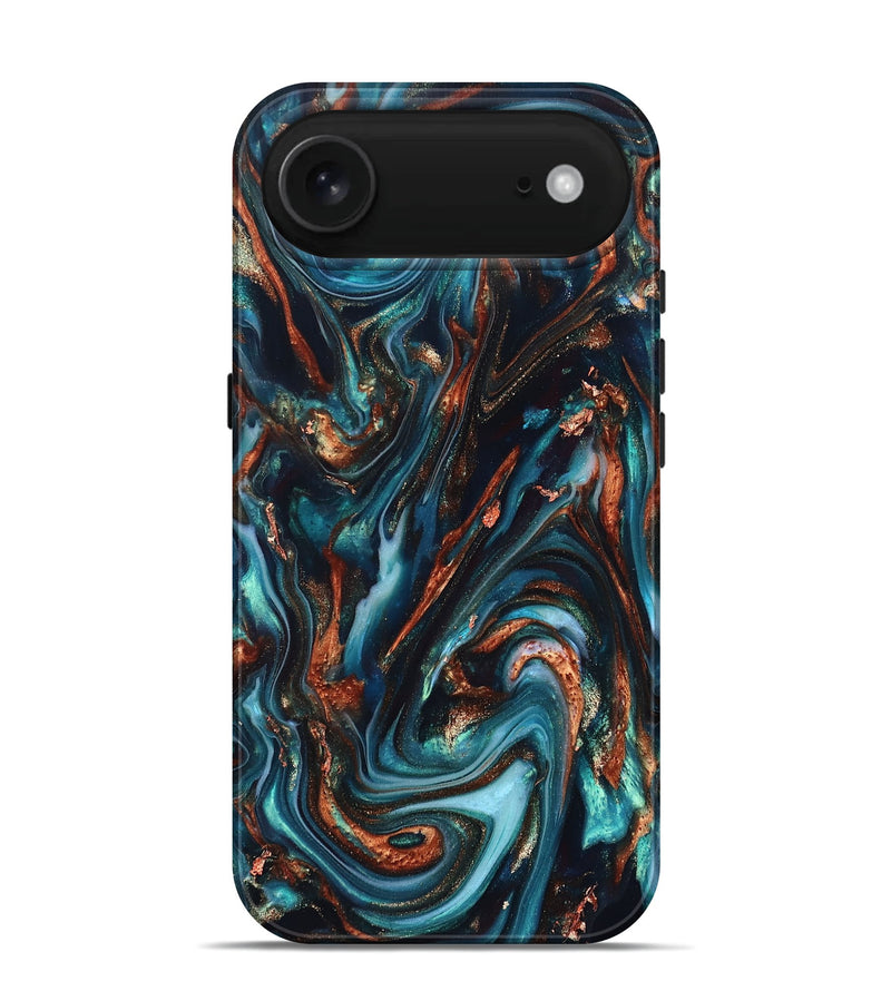 iPhone 17 Air ResinArt Live Edge Phone Case - Chaz (Teal & Gold, 820722)