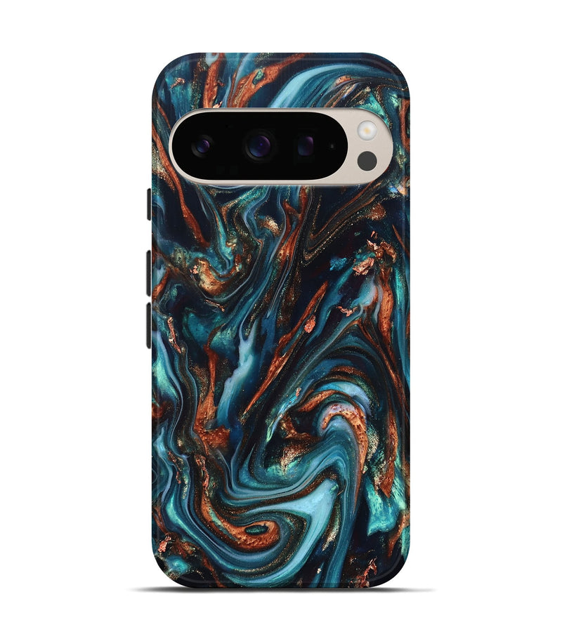 Pixel 10 ResinArt Live Edge Phone Case - Chaz (Teal & Gold, 820722)