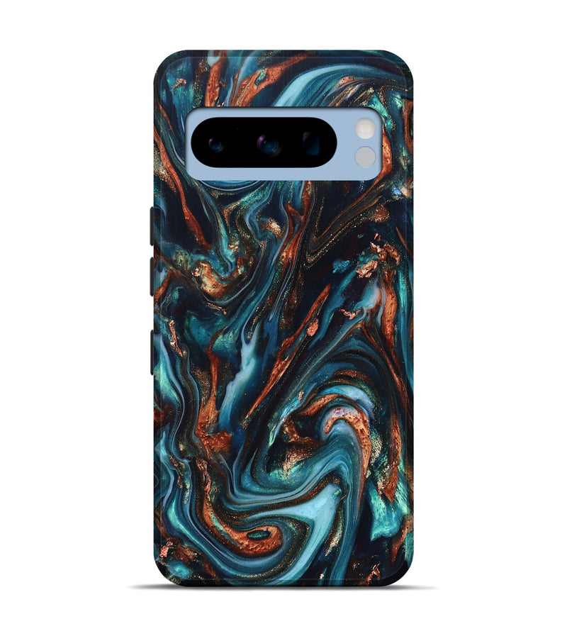 Pixel 8 Pro ResinArt Live Edge Phone Case - Chaz (Teal & Gold, 820722)