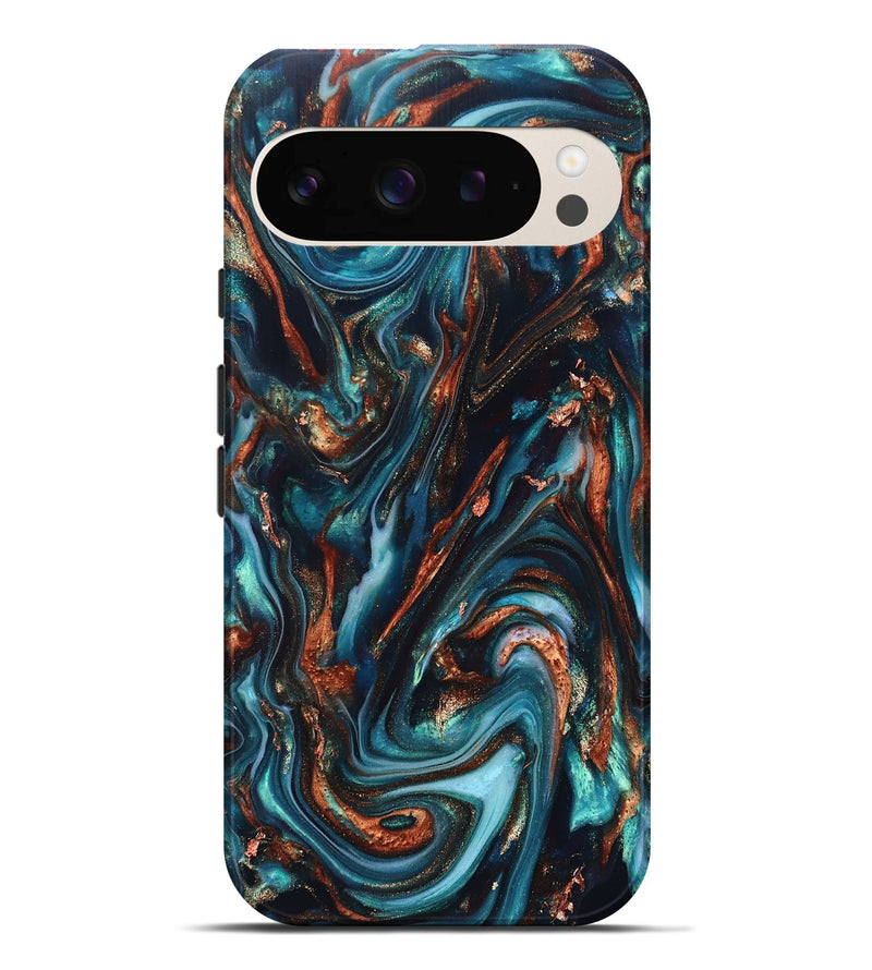 Pixel 9 Pro XL ResinArt Live Edge Phone Case - Chaz (Teal & Gold, 820722)