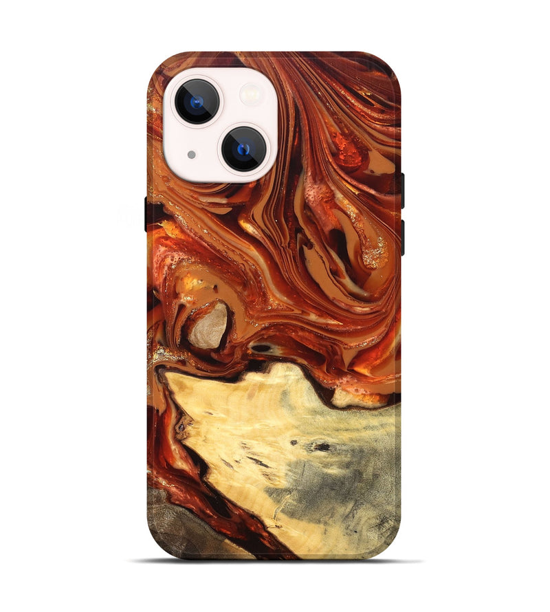 iPhone 14 Wood Live Edge Phone Case - Luna (Red, 820723)
