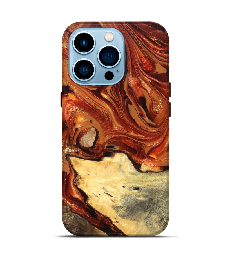 iPhone 14 Pro Wood Live Edge Phone Case - Luna (Red, 820723)