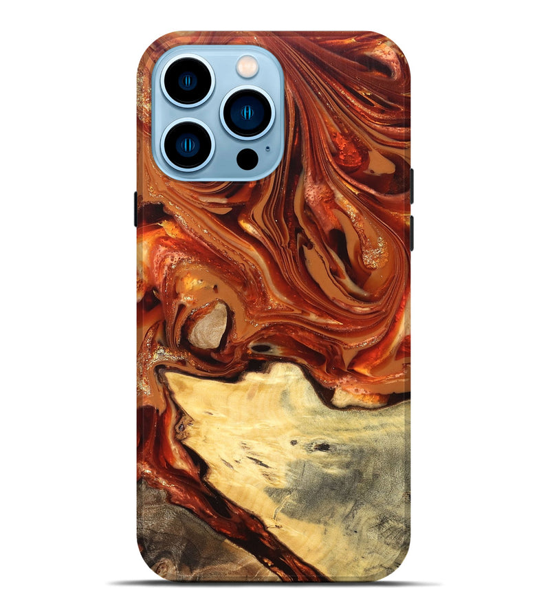 iPhone 14 Pro Max Wood Live Edge Phone Case - Luna (Red, 820723)