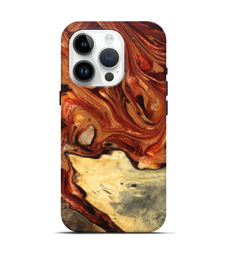 iPhone 15 Pro Wood Live Edge Phone Case - Luna (Red, 820723)