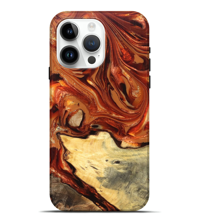 iPhone 15 Pro Max Wood Live Edge Phone Case - Luna (Red, 820723)